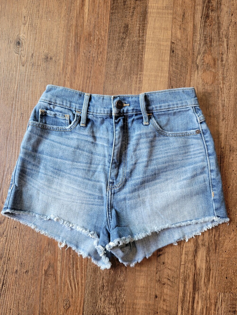 Abercrombie & Fitch High Waist Distressed Denim Cut Off Jean Shorts